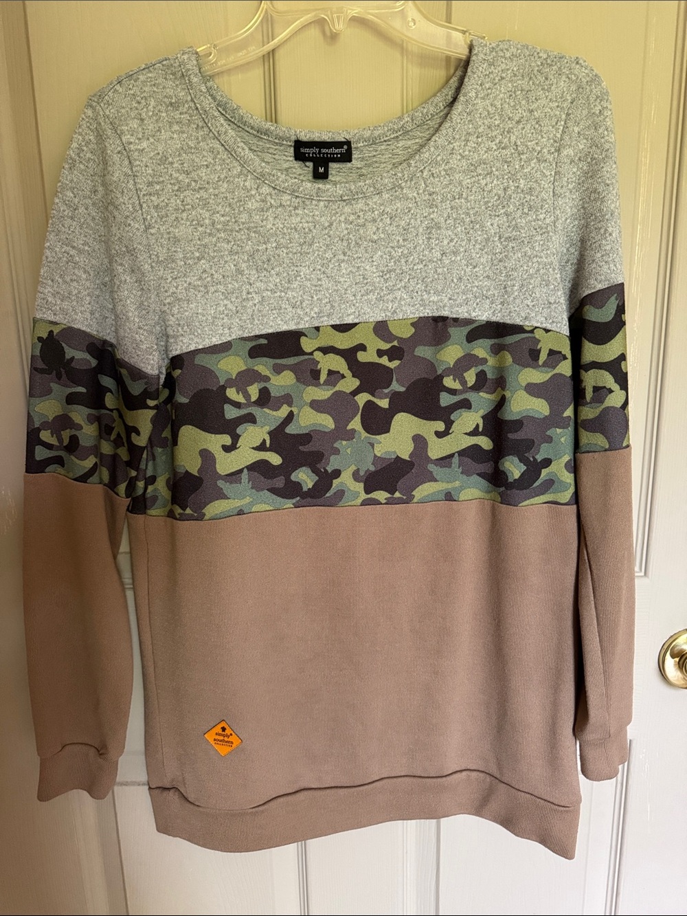 Simply Southern women’s Colorblock Camo Sweatshirt